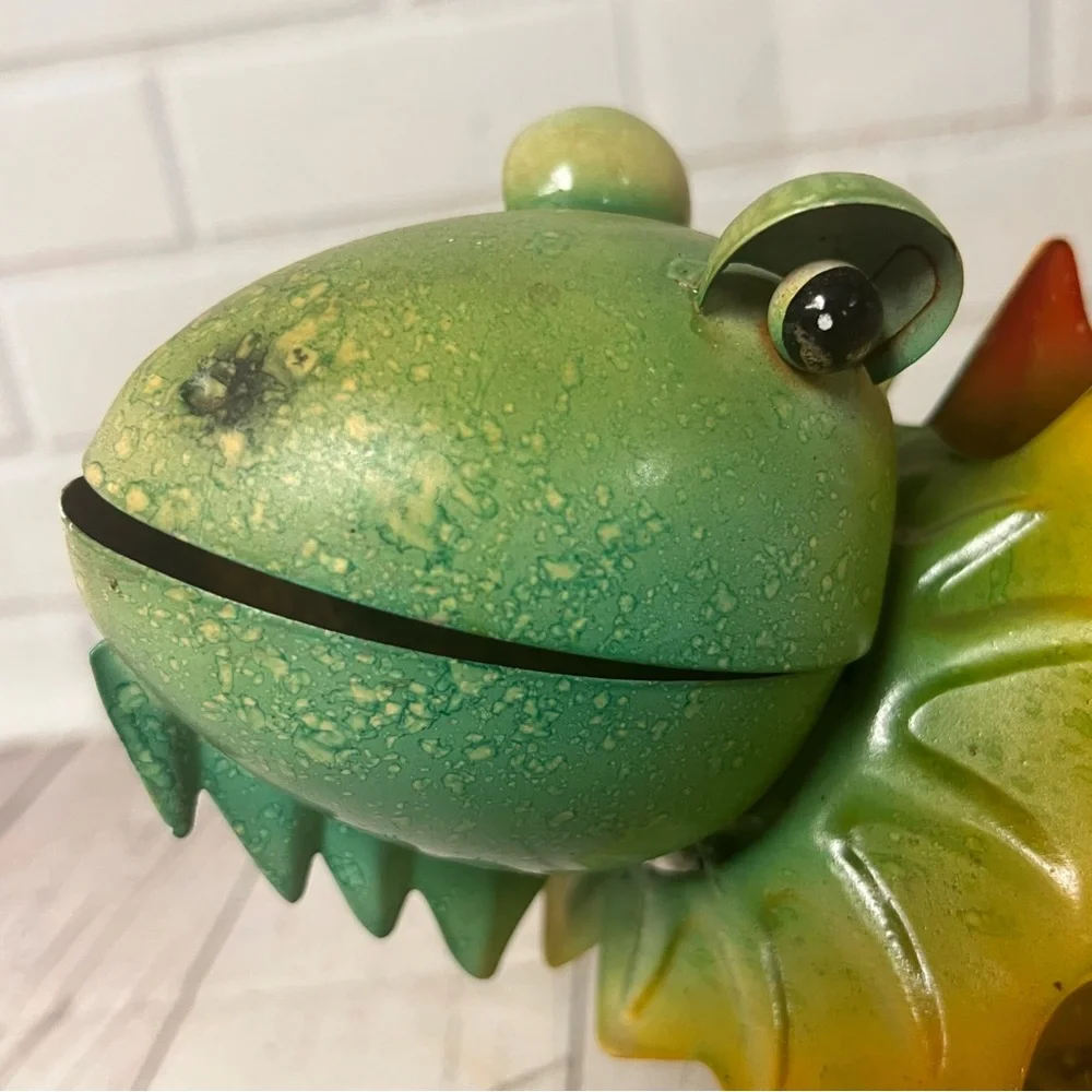 Gecko 12” Green Tiger Gecko Metal Indoor Outdoor Lawn Regal Art